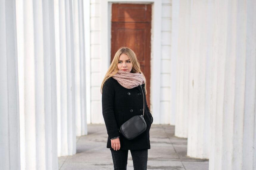 Law Student Standing at Entrance to University Building